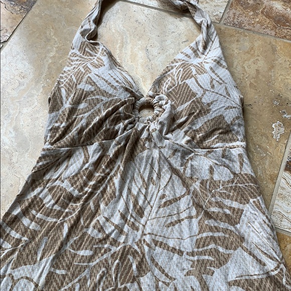 Tommy Bahama palm frond print sundress sand/tan/wh - Picture 2 of 8